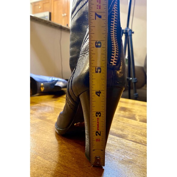 Chloe Navy Blue Leather Ankle Boots Block Heel Zip Up Made in Italy Size 41 - Picture 11 of 11